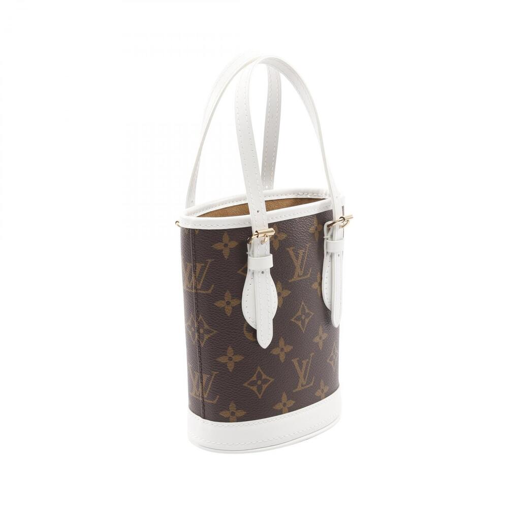 Louis Vuitton Monogram canvas brown white Bucket handbag leather